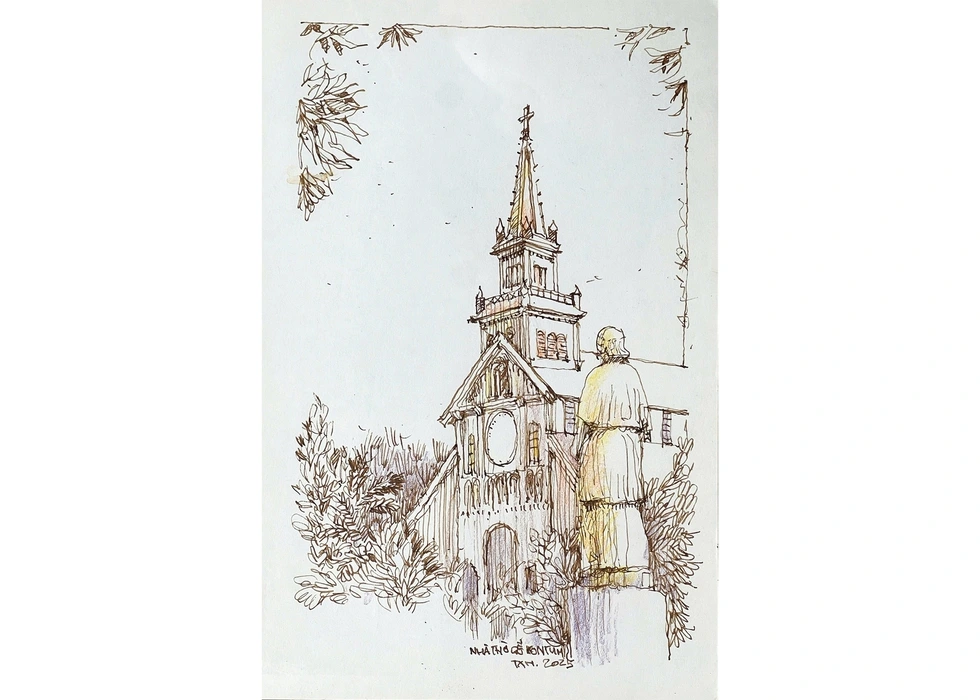 Nhà thờ làm từ gỗ cà chít được voi kéo từ rừng về- Ảnh 3.