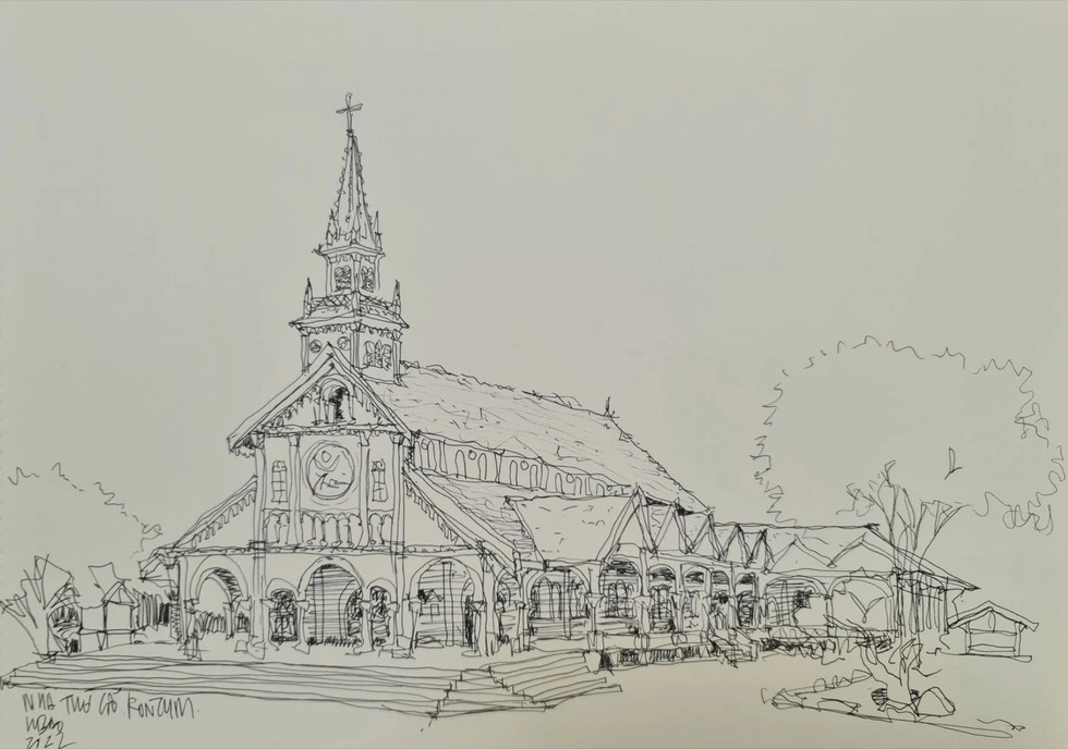 Nhà thờ làm từ gỗ cà chít được voi kéo từ rừng về- Ảnh 5.