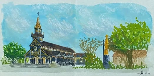 Nhà thờ làm từ gỗ cà chít được voi kéo từ rừng về- Ảnh 8.